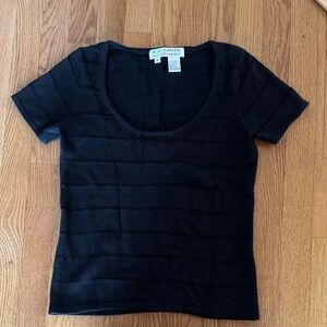 Saks Fifth Avenue Black knit Short Sleeve Tee Real Clothes